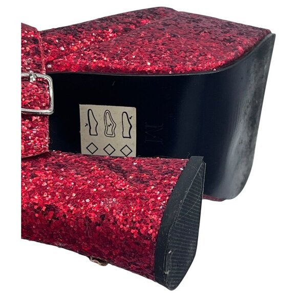 Sexy Dorthy Wizard Of Oz Chunky Heels Red Glitter Sparkle Platform Size 7 Rubies - Picture 10 of 16